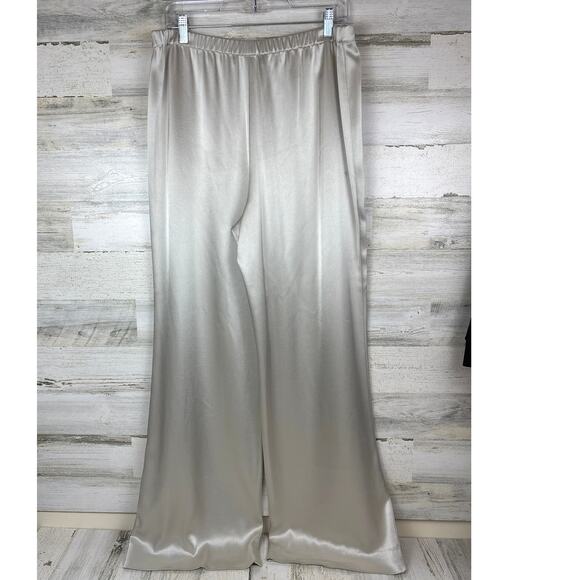 St. John Womens 10 Platinum Liquid Satin Wide Leg Pull-On Designer Pants - Picture 4 of 7